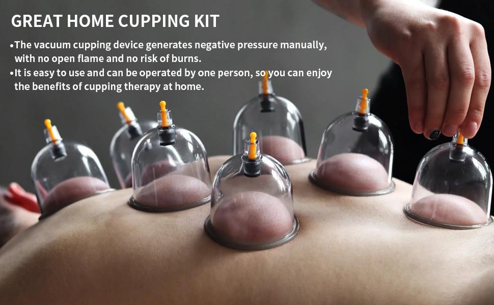 6 in 1 Household Cupping Therapy Set Vacuum Suction Cup Pump ABS Thick, Professional Vacuum Cupping Set for Cellulite Reduction Muscle Pain Relief with Manual Pump