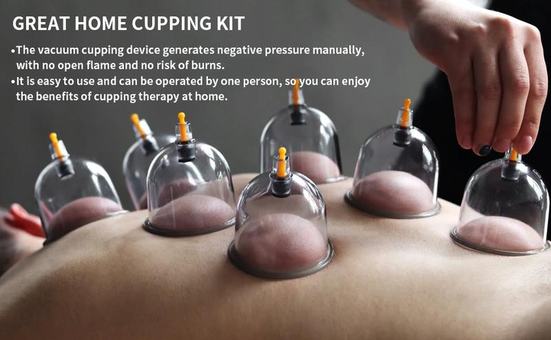 6 in 1 Household Cupping Therapy Set Vacuum Suction Cup Pump ABS Thick, Professional Vacuum Cupping Set for Cellulite Reduction Muscle Pain Relief with Manual Pump