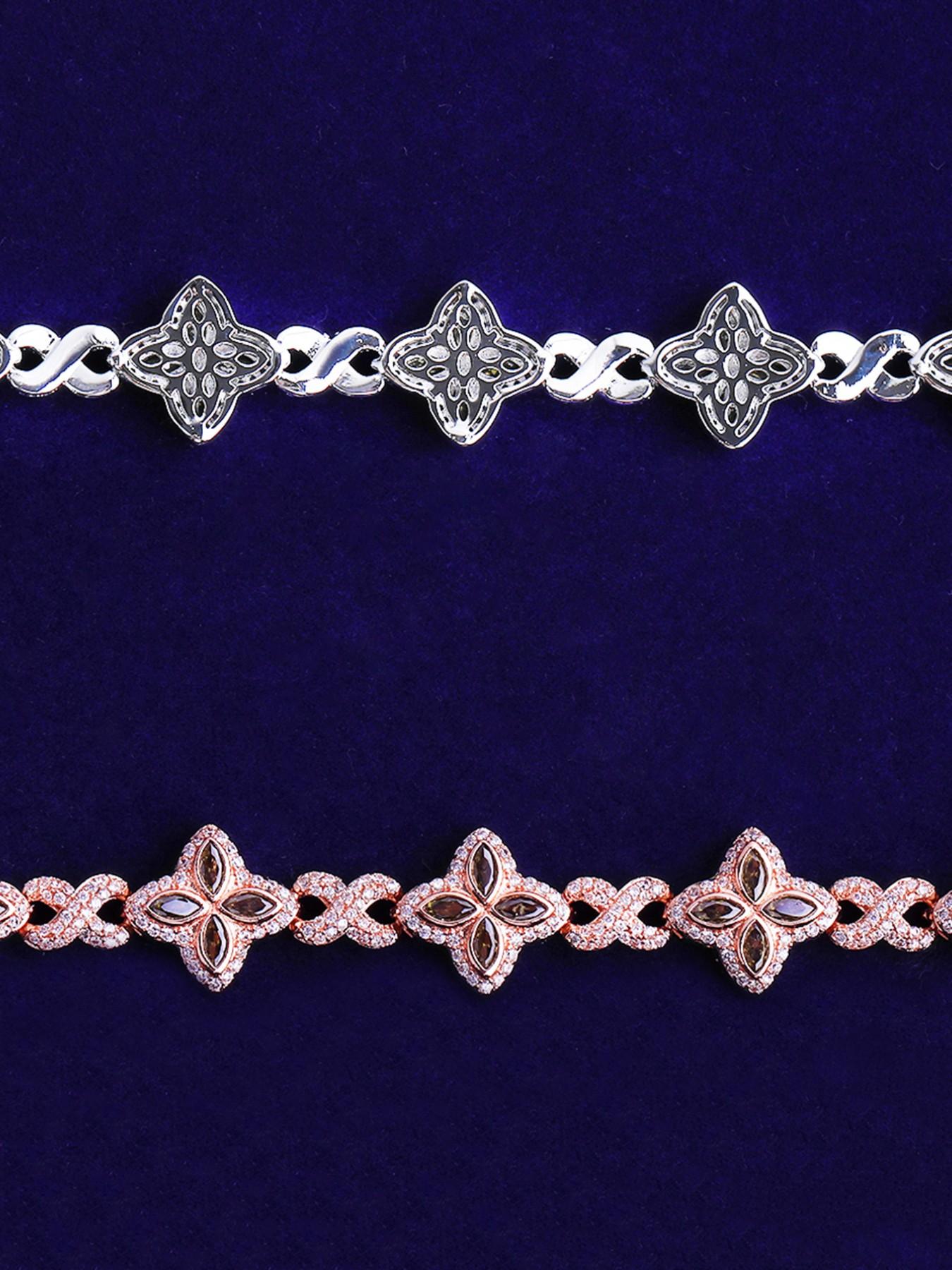 Iced Out Floral Infinity Link Bracelet for Women Real Gold Plated Hip Hop Jewelry Fashion Bracelets Exquisite Bracelet Elegant Jewelry Bracelet