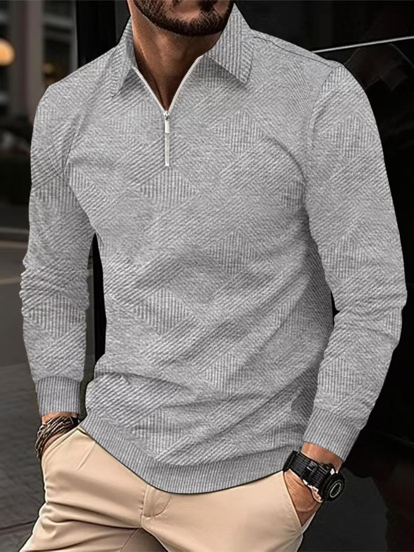 Autumn and winter men's solid color turtleneck sweater with jacquard texture, regular version of casual breathable long-sleeved kn sweater, outdoor sportswear, trendy men's clothing, Knitwear