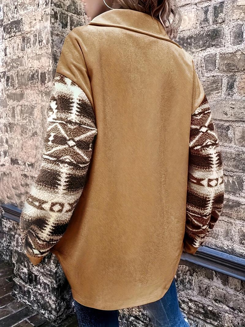 Autumn Winter New Fashion Women's Ethnic Style Plush Casual Coat Jackets, Woven Moderate Thick Fabric, Fitted Spring & Fall Outerwear