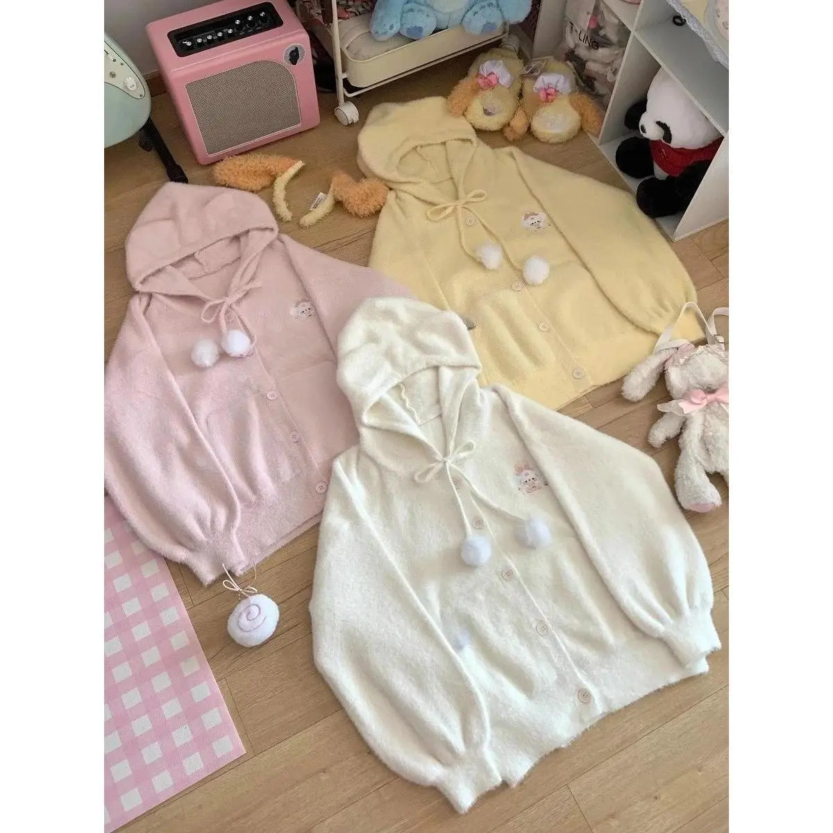 Sweet Japanese Kawaii Short Overcoats Women Lolita Thin Jacket Female 2000s Vintage Clothing Street Wear Dress Coats Y2k Autumn