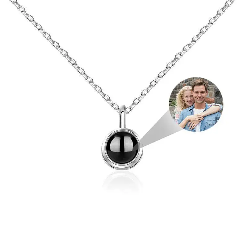 Custom Photo Necklace Projection Necklace with Picture I Love You 100 Languages Personalized Necklace Jewelry Gifts for Women
