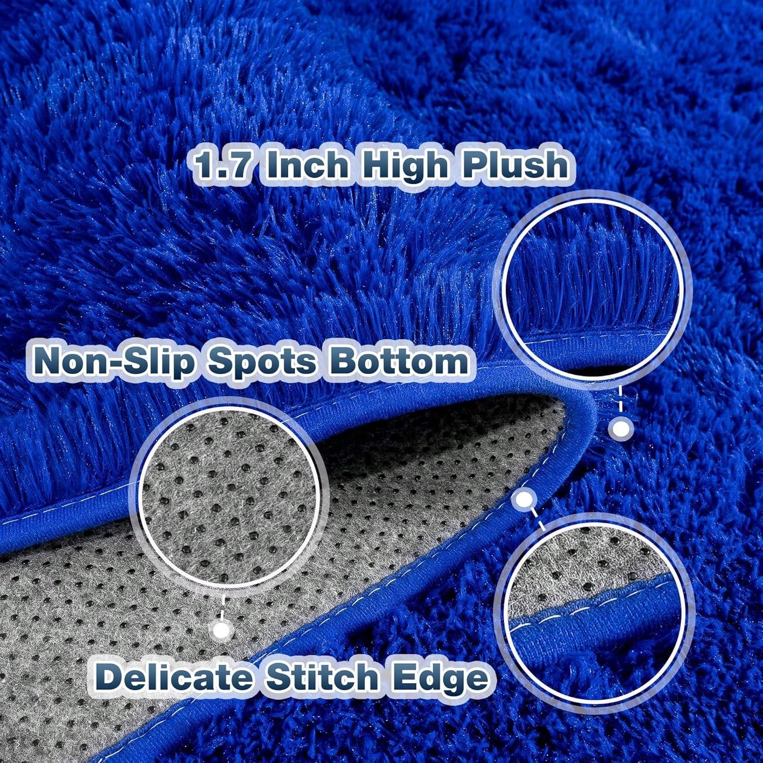 Soft Shag Rugs For Bedroom, Blue Fluffy Shaggy Rugs For Living Room Nursery, Luxury Modern Plush Carpet Girls Boys Kids Room Dorm Indoor Home Decor, Upgrade Non-Slip Soft Shag Rugs For Bedroom, Blue Fluffy Shaggy Rugs For Living Room Nursery, Luxury Modern Plush Carpet Girls Boys Kids Room Dorm Indoor Home Decor, Upgrade Non-Slip