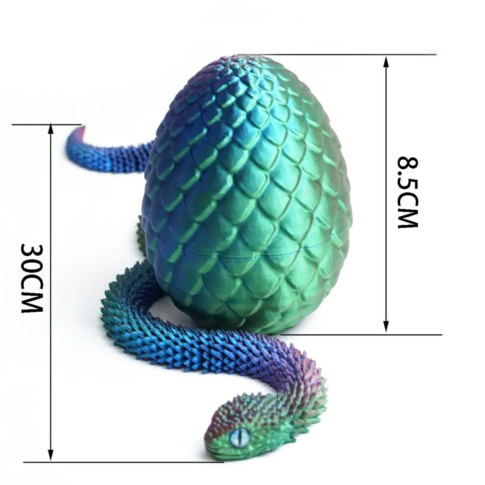 3D Printed Snake Egg with Movable Joints Snake Fidget Toy Figurine Desk Decor Stress Relief Gadgets Gift