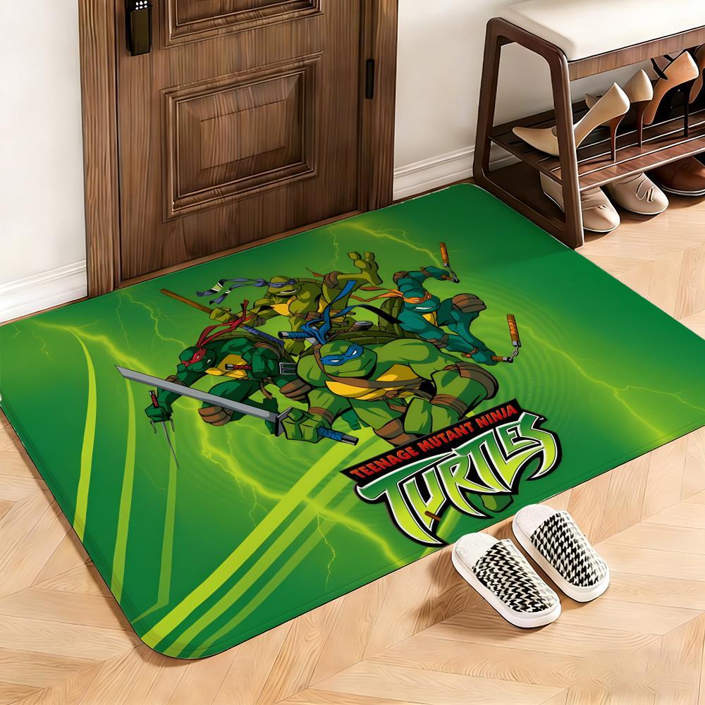 Action Ninja Turtles Floor Mat This soft flannel mat provides a cozy Soft flannel mat with quick water absorption, non-slip and durable. Easy to clean, ideal for bathroom and entryway use.