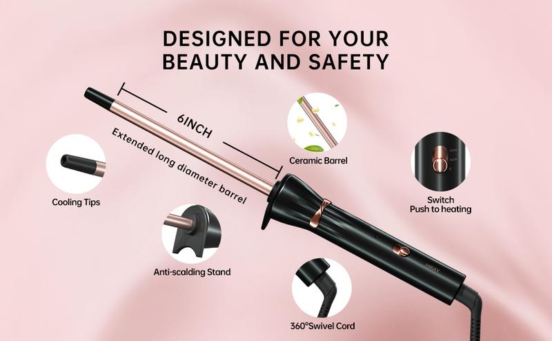 3/8 Inch Curling Iron,9mm Tiny Curling Wand,Ceramic Small Barrel Curling Iron with Adjustable Temperature,Fast Heating,for Short & Long Hair Black