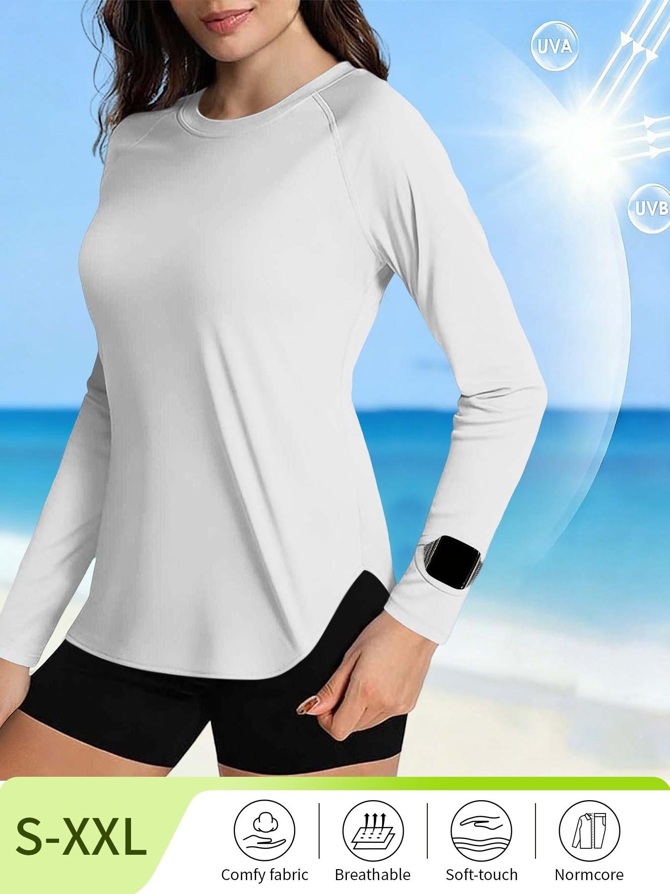 Women's Sun Protection Long Sleeve Athletic Tops, Anti-UV Quick Dry Lightweight Anti-Chafing Shirts, Outdoor Blouses for Hiking Travel & Workout