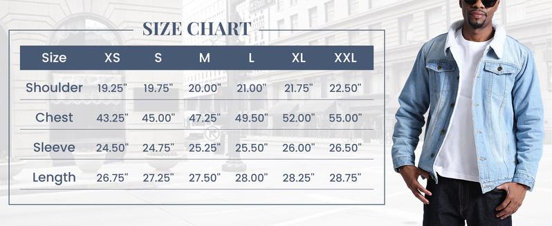 Kingapril Men's Sherpa Fleece Lined Denim Jacket Warm Winter Trucker Jacket Cowboy Jean Jacket Casual Soft