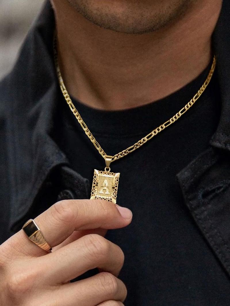 Letter A-Z Pendant Necklace for Women & Men, Punk Style Jewelry for Party, Daily Clothing Decor, Trendy All-match & Exquisite Jewelry for Birthday Gift