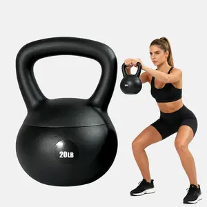 Women’s Indoor Gym Shock Resistant Soft Vinyl Kettlebell 10LB/15LB/20LB, Shock Absorbing Anti-Collision Non-Scratch Beginner Weight Set