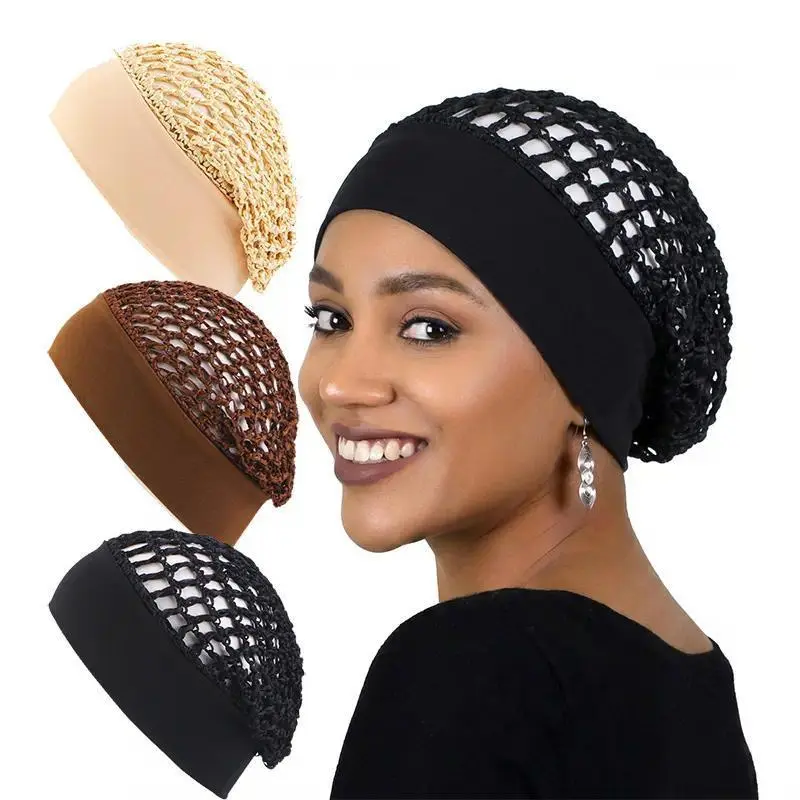 3Pcs Set Elastic Wide Brim Sleeping Hair Cap Soft Hairnet Base Caps Comfortable Night Hair Care Headgear Beauty Protection Caps For Daily Use