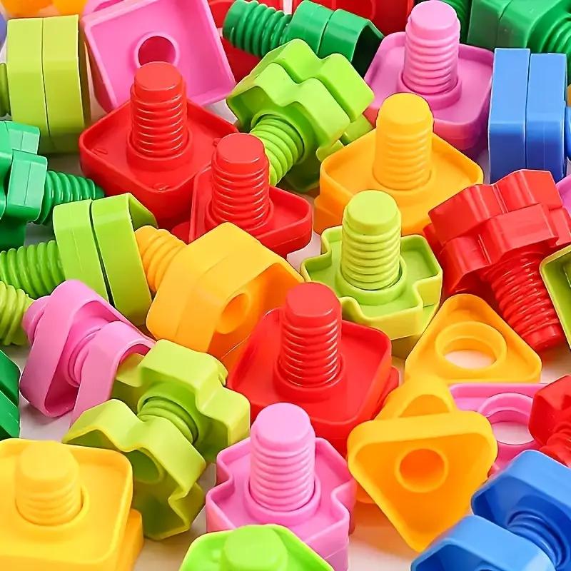 Nuts and Bolts, 20pcs Fine Motor Skills Occupational Relax Toys for Kids, Shapes and Colors Matching Toys, Building Construction Game