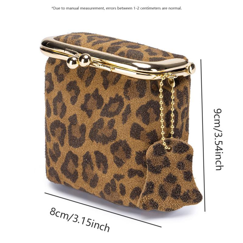 Mini Creative Leopard Print Lipstick Bag Multifunctional Compact Convenient Storage Bag Coin Purse for Women