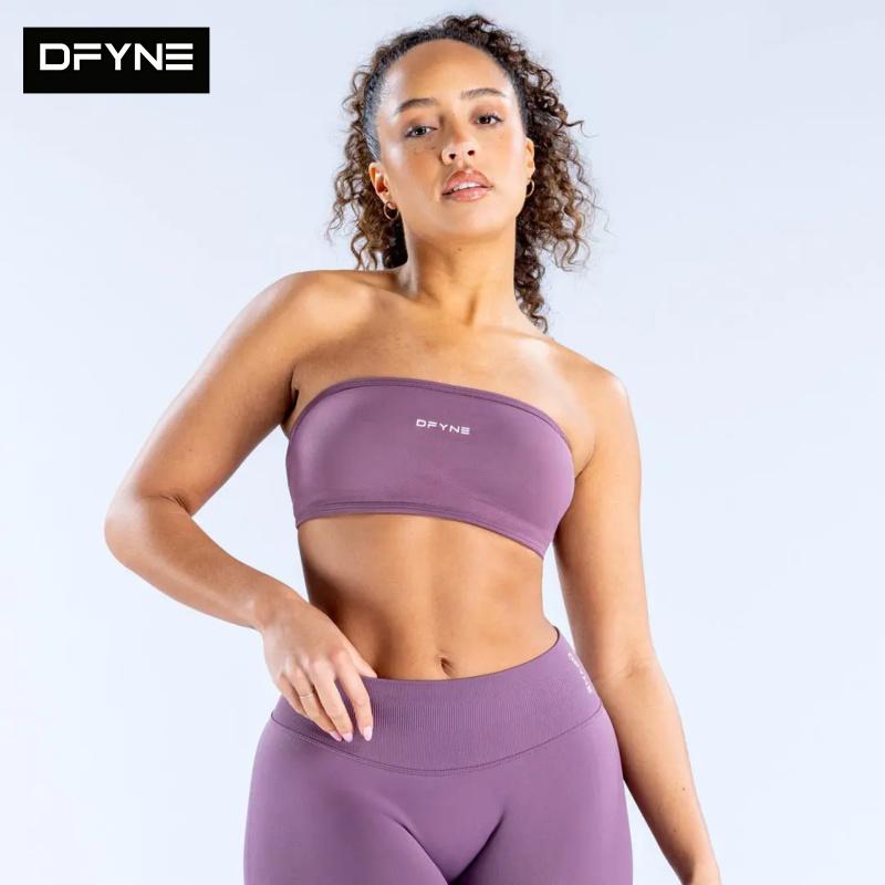 DFYNE Impact Bandeau Bra – Seamless Strapless Sports Bra for Women Yoga Workout Activewear Athletic Fitted