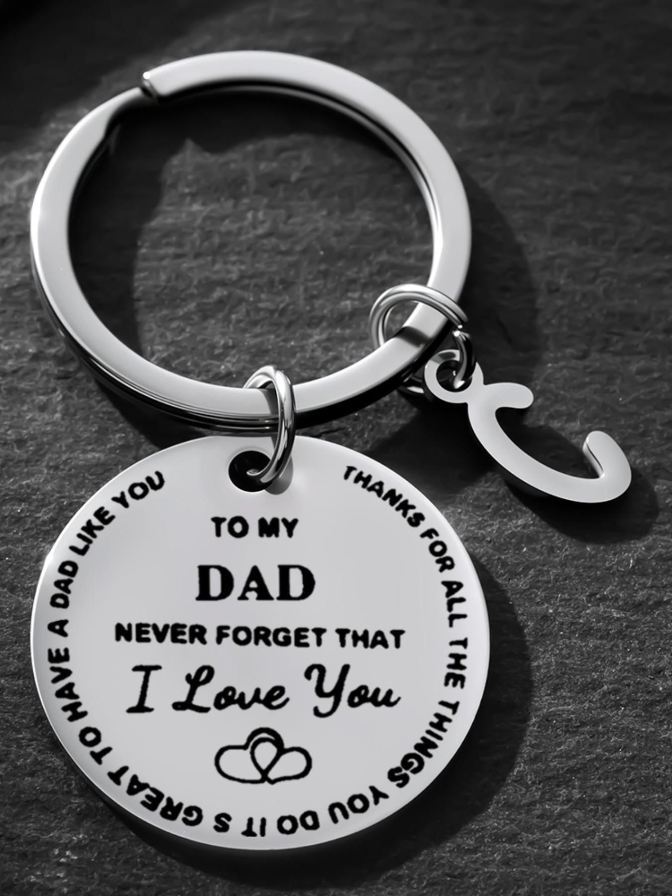 Engraved 'i Love You' Stainless Steel Keychain, Personalized Initial a Key Ring, Perfect Gift for Dad, Father's Day, Birthday, Christmas