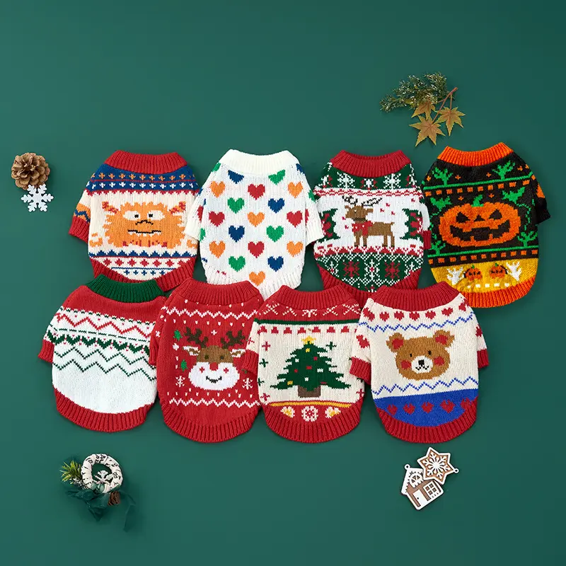2026 new christmas halloween pet clothes autumn winter sweater for dogs and cats trendy pet circle fashion apparel