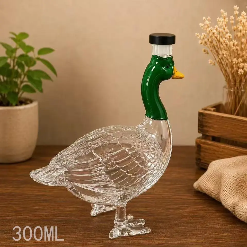 High Borosilicate Glass Wine Bottle, Animal Whiskey Infusion Bottle, Duck Shape Decanter, Halloween Christmas Party Drink Set