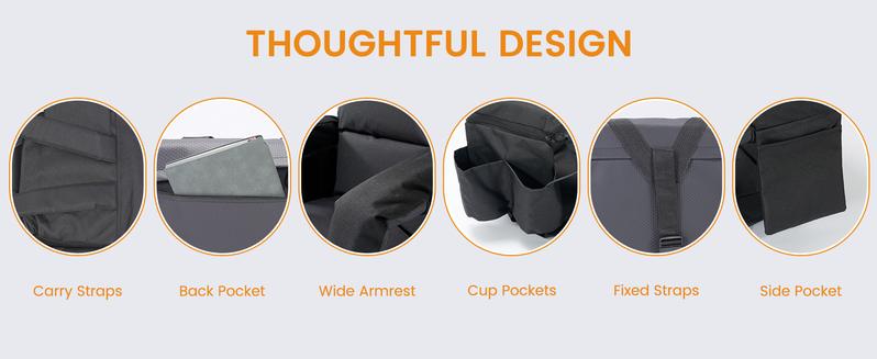 Lilypelle 21“/25” Wide Double Heated Bleacher Seat – 6-Position Recliner with Arms & Back, Portable for Sports & Outdoors, Power Bank Not Included