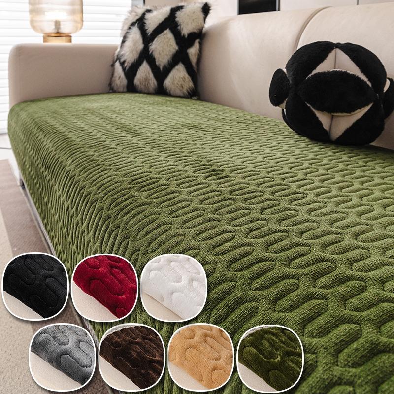 1pc Vintage Solid U-Shaped Quilted Non-Slip Washable Plush Sofa Cover, Modern Minimalist Pet-Friendly Furniture Protector, Living Room & Bedroom Decor
