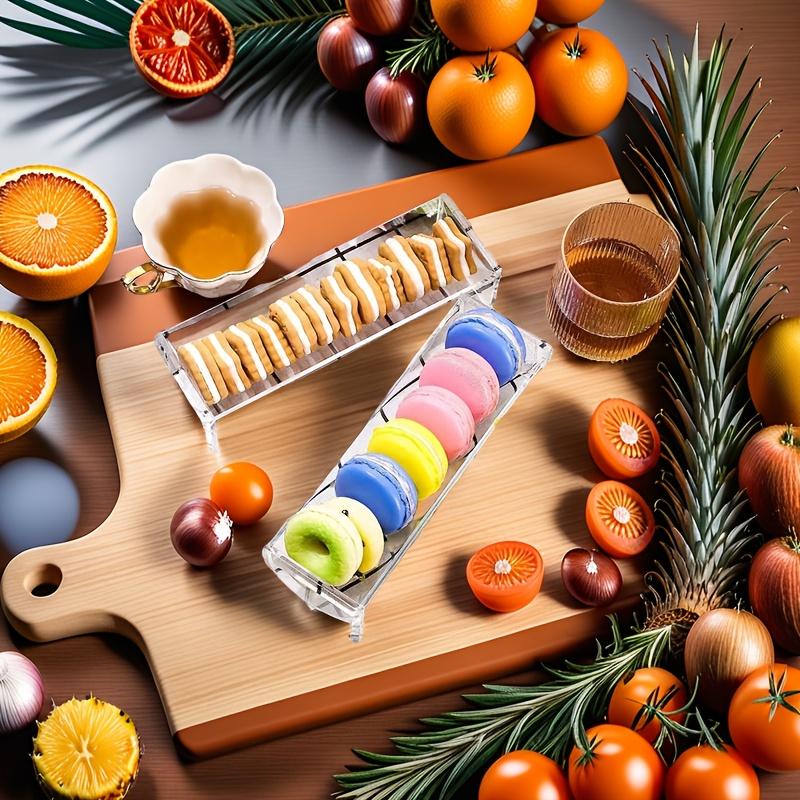 [Cracker Tray] 1/2pcs Cracker Tray for Serving, Acrylic Biscuit Stand Cracker Server Holder, Rectangular Clear Food Display Holder for Countertop, Home, Wedding Parties and Events