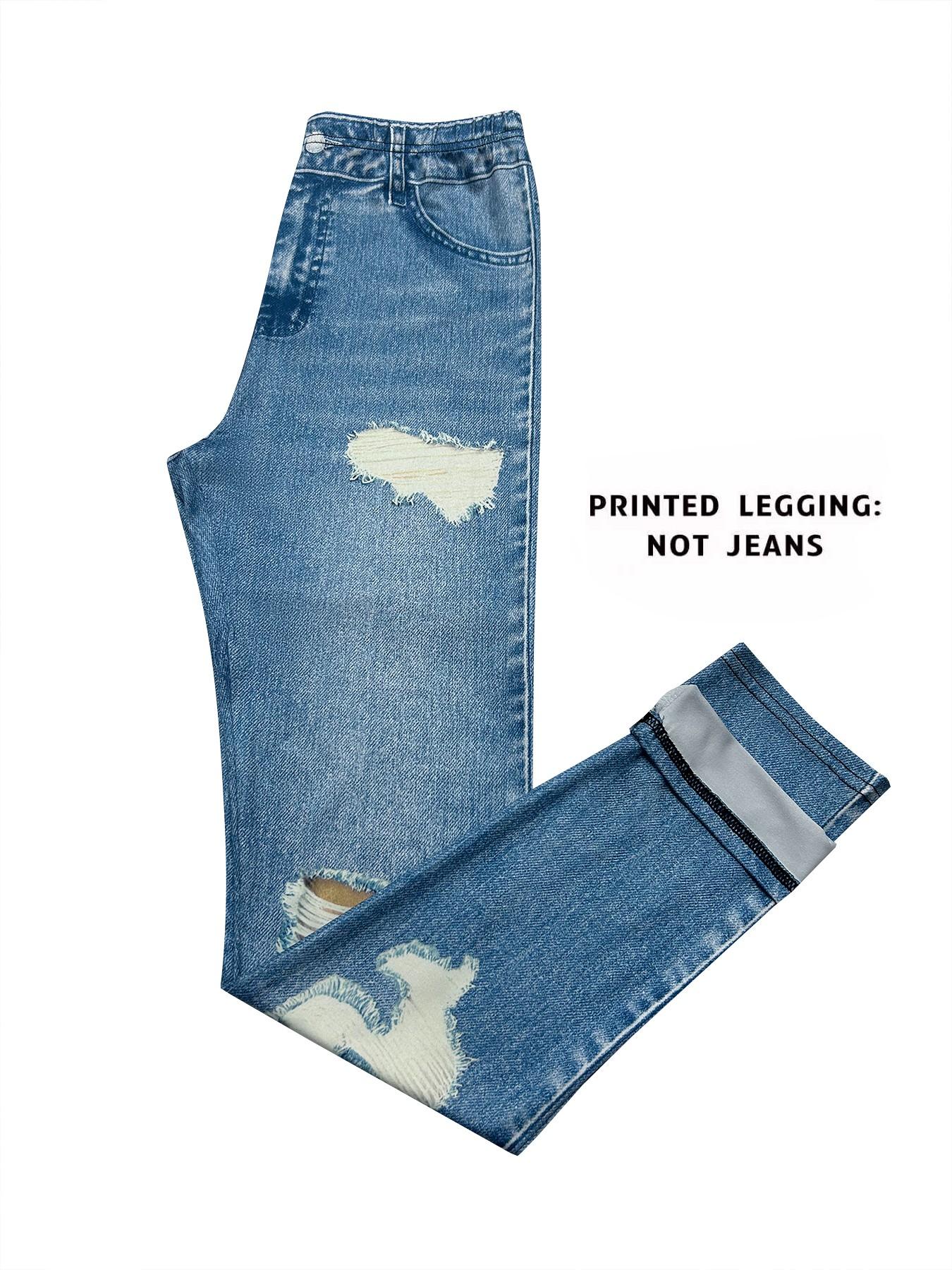 Women's Printed Leggings Non-Denim Fabric, Summer Fashion Tight-Fitting Pants, Sports & Casual Wear, Bottom