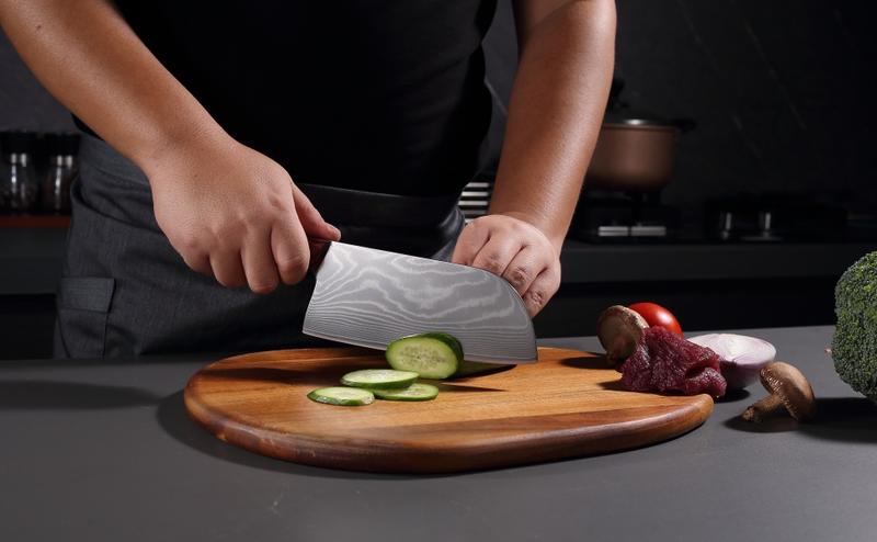 Professional Damascus Chef Knife & Nakiri Knife - 7-Inch Forged Blade with >60° Sharp, Butcher/Chef/Utility/paring Knives for & Professional, Meat, Vegetable Slicing