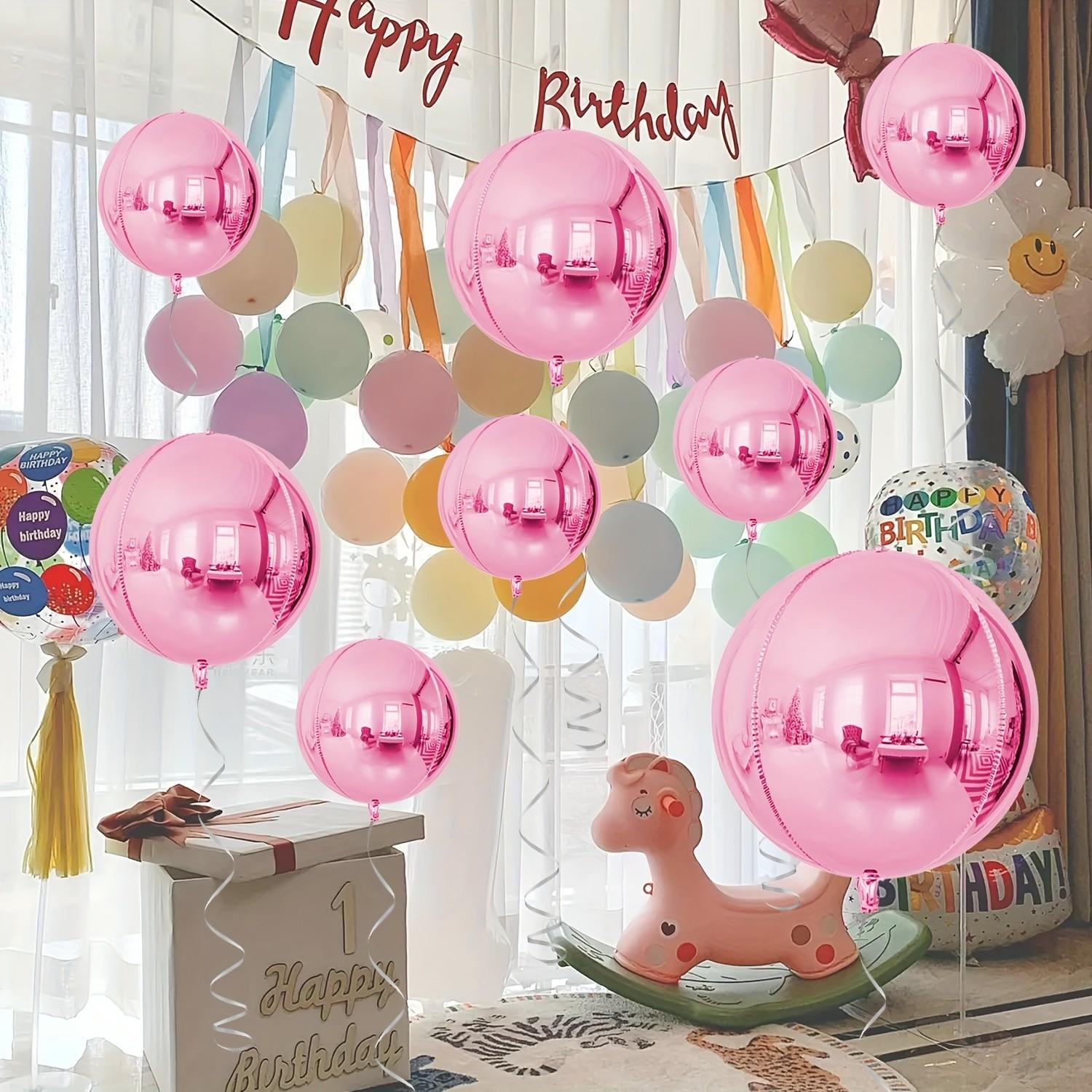 20pcs 4D Ball Polyester Film Balloons, 55.88cm 38.1cm 25.4cm, Large Metal Pearl Powder Balloons, Chrome Plated Decorative Balloons
