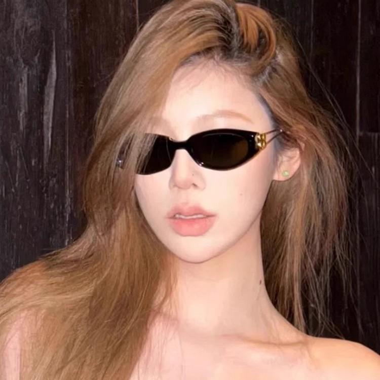 GM sunglasses women's 2026 new oval cat-eye jennie same sunglasses metal temples high-end trend