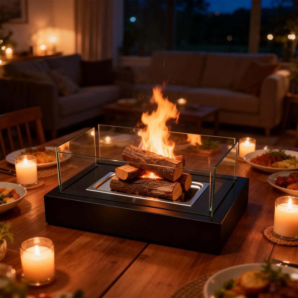 Tabletop Fire Pit with Smores Maker Kit Portable Indoor/Outdoor Mini Small Fireplace Table Top Decor Home Patio Balcony Backyard Gifts for Women Mom Her Wedding Mothers Day Housewarming Birthday Gift firepits