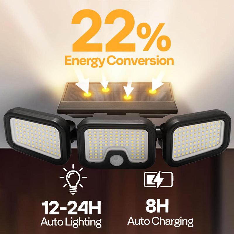 Solar Flood Lights Outdoor, Motion Sensor Lights, 3 Adjustable Heads Security Lights, IP65 Waterproof, with Remote Control 180° Wide Lighting Angle Solar Powered Lights for Patio Yard Garage Entryways Porch,TikTokShopBlackFriday