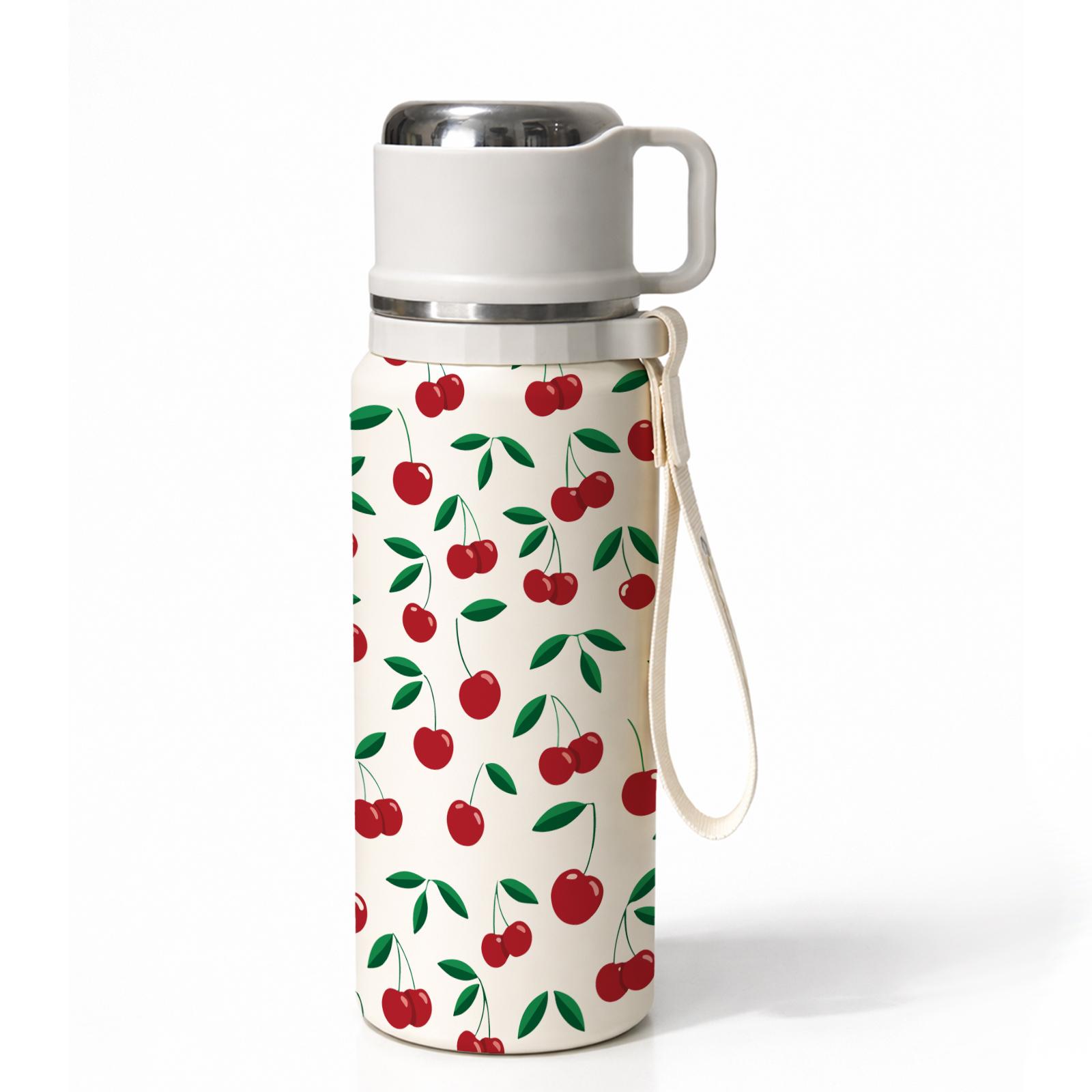 1 Pc Vacuum Cup, 600ml Thermal Mug, Double Wall Insulated Mug, Leak Proof Skinny Tumbler With Handle And Strap, 24 Hours Hot 48 Hours Cold, Portable Travel Mug For Coffee Tea Juice Water, Gift For Women Men Holiday Daily Use