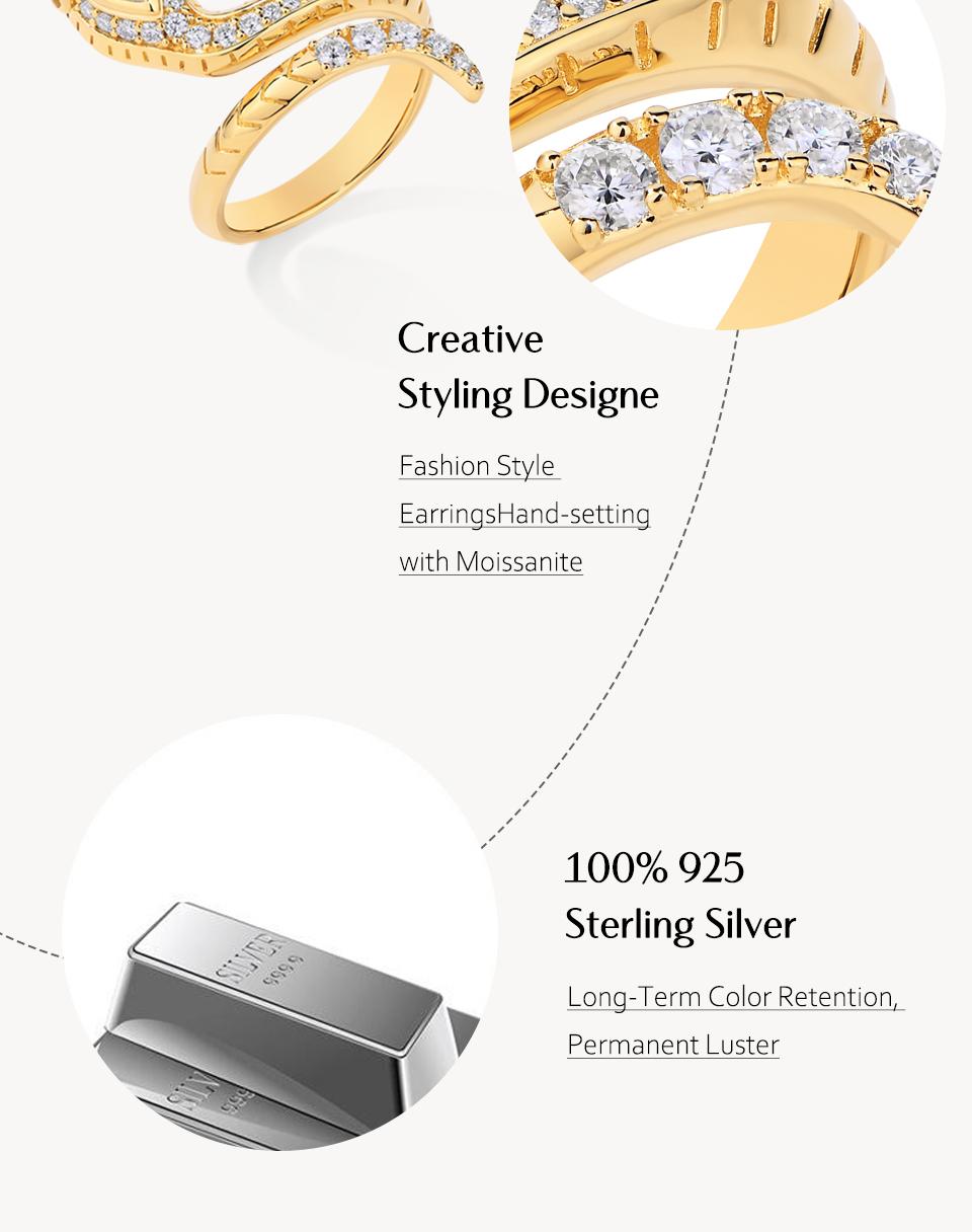 All Synthetic Moissanite Snake Ring Vintage Personality Gift Anniversary For Woman Man Wearring R102