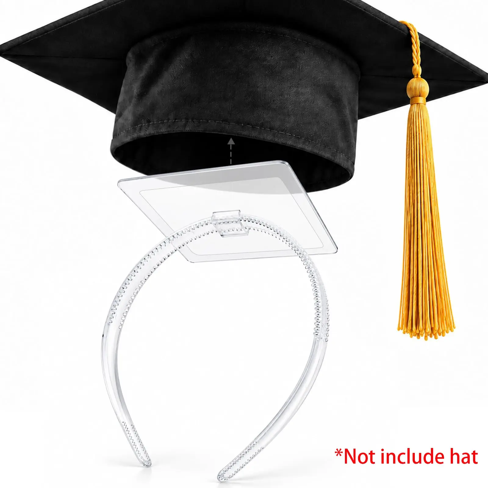 Clear Invisible Graduation Cap Headband Insert, 1/2 Pack Plastic Pad Cap Headbands, Hat Accessories for Graduates, Women, Photo Ready for Ceremony, Class of 2027 Graduation Gifts