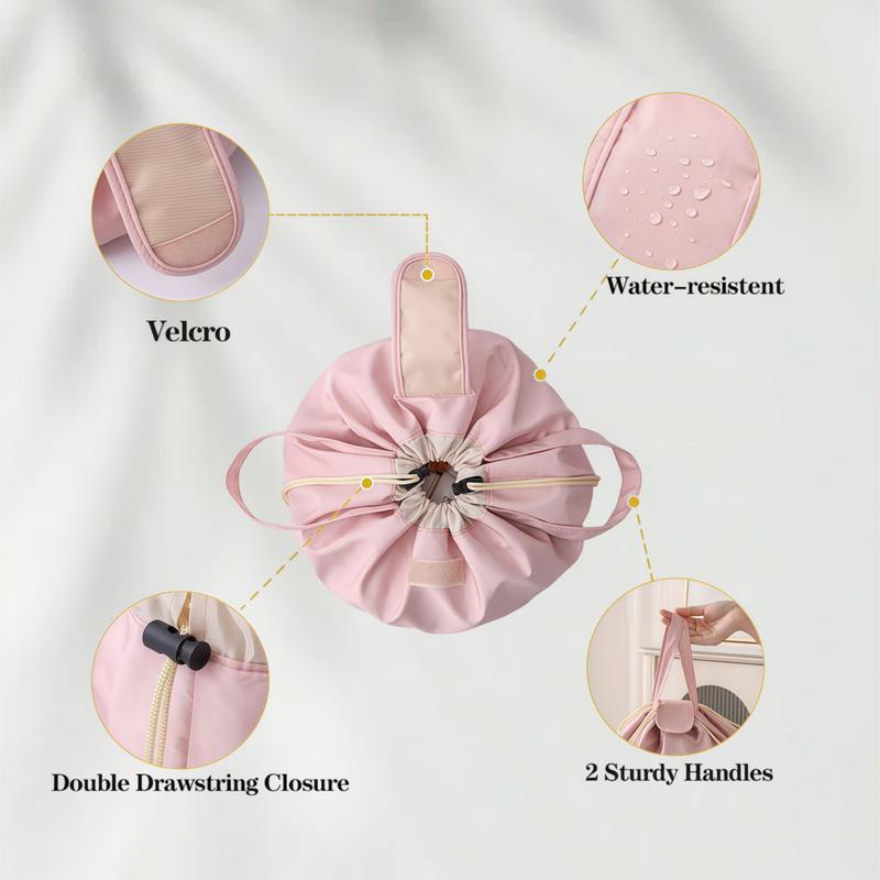 Drawstring Makeup Bag, Waterproof Large Capacity Cosmetic Organizer, Portable Travel Makeup Storage Bag for Women & Girls Drawstring Makeup Bag, Waterproof Large Capacity Cosmetic Organizer, Portable Travel Makeup Storage Bag for Women & Girls