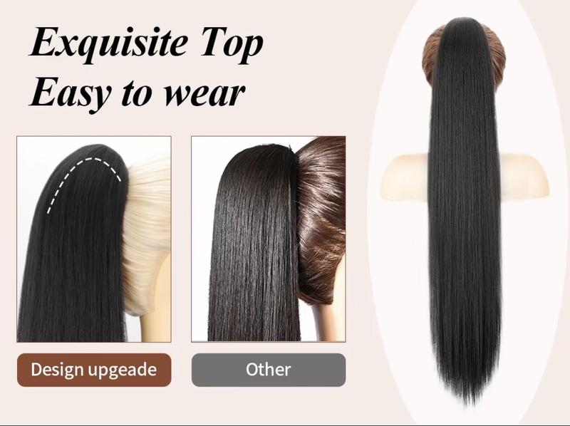 NAYASA Ponytail Extension Claw 30 Inch Long Straight Ponytail Clip in Claw Hair Extenisons Natural Looking Synthetic Hairpiece for Women