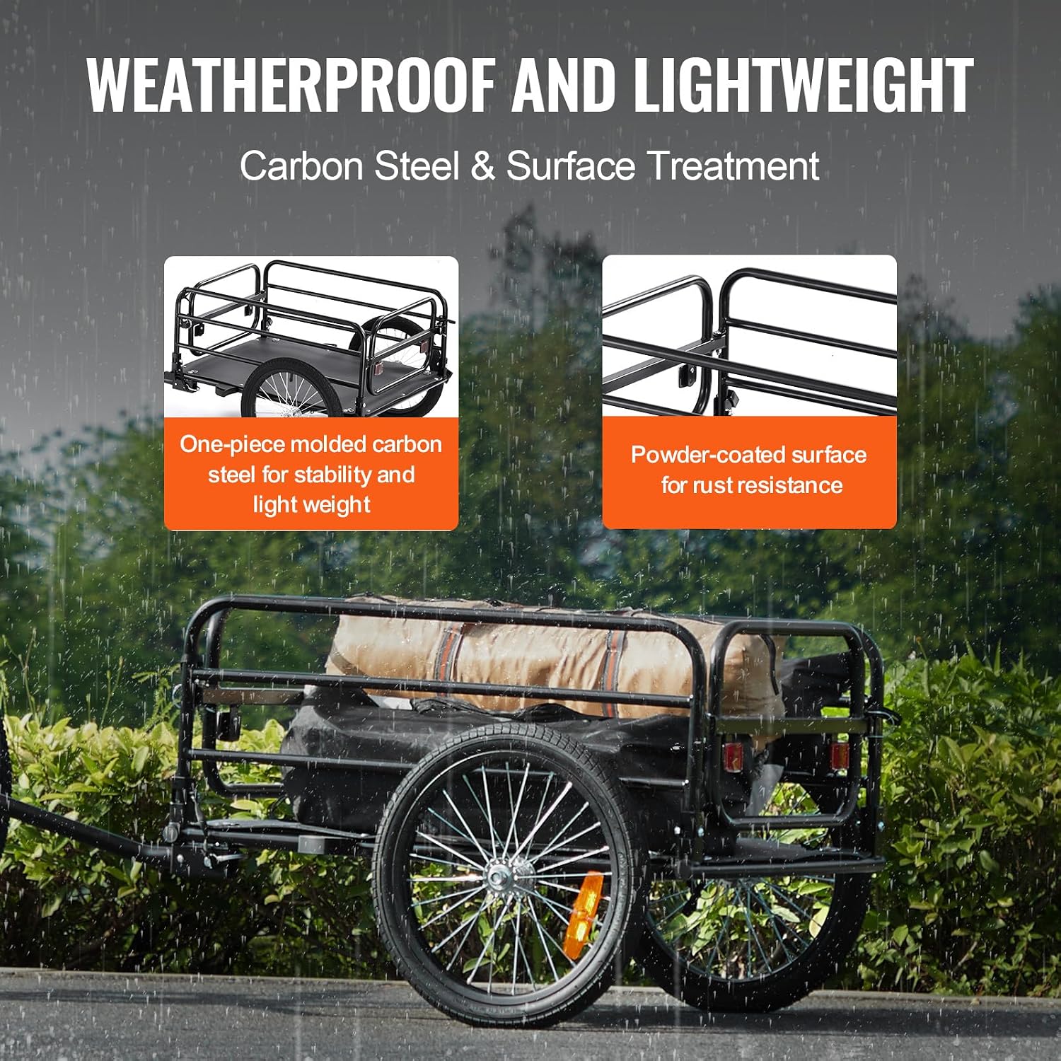 Heavy-Duty Bike Cargo Trailer with Metal Frame, 88/100/160 lbs Load Capacity, Cargo Hauling Bicycle Wagon Cart, Compact Fold for Storage, Universal Hitch Fits Most Bikes