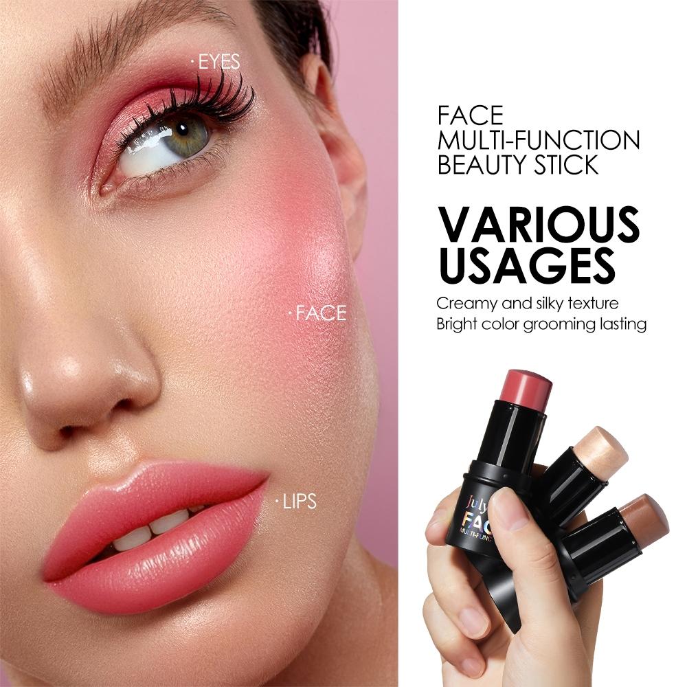 Julystar Multi-Functional Makeup Stick, Highlighter, Contour, Blush, Eyeshadow, Natural Blend, Moisturizing, Portable, Multiple Colors Available