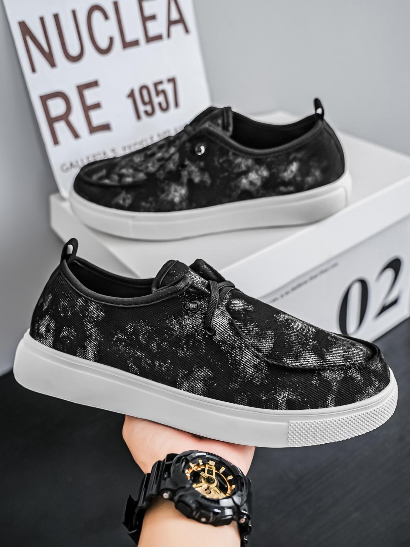 Washed Vintage Style Slip-On Canvas Shoes, Comfortable Breathable Thick Sole Men's Sneakers, Retro Streetwear Casual Footwear for Students
