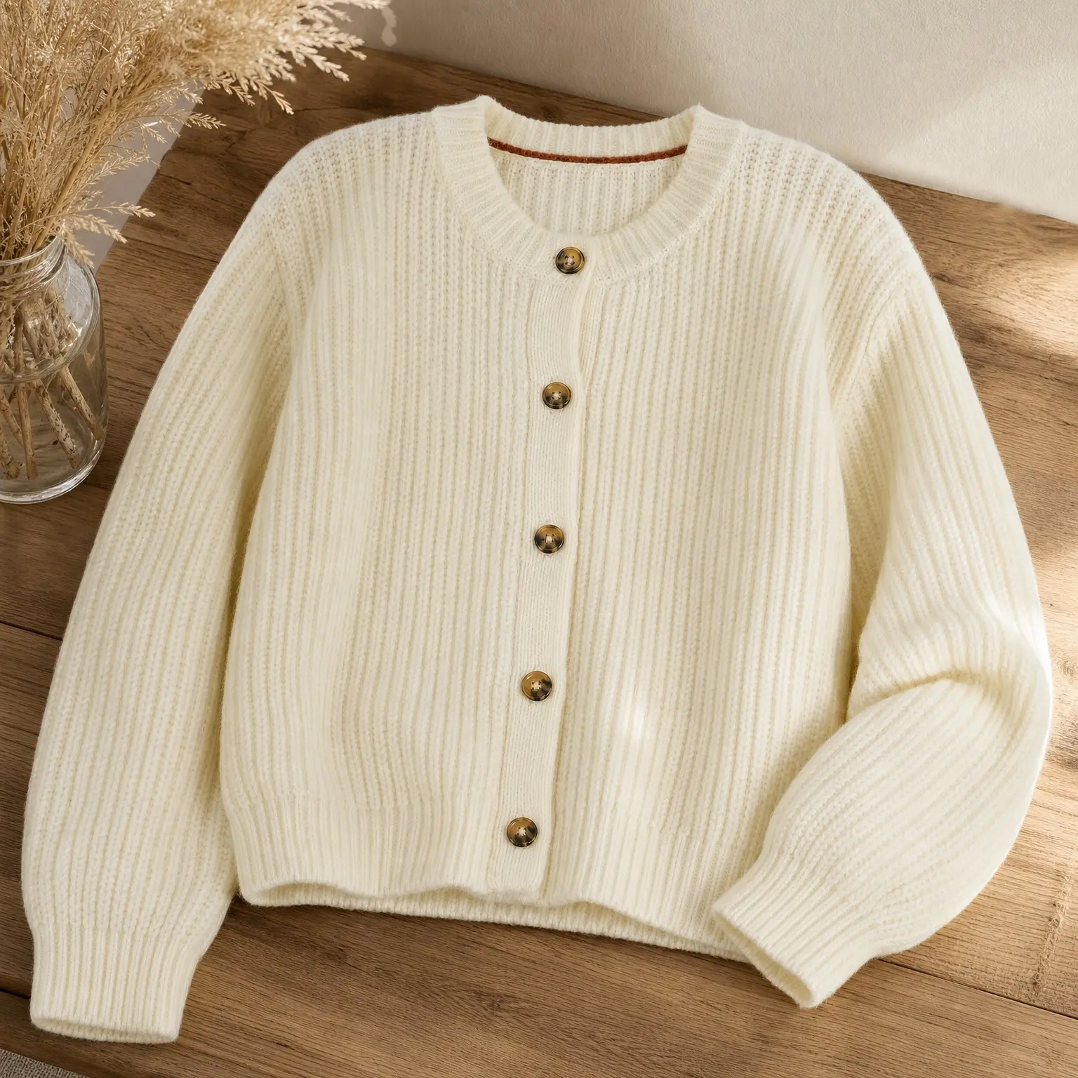 Girls' Cropped Cardigan Sweater with Buttons, Loose Long Sleeve Shrug Knit Outerwear for KidsGift
