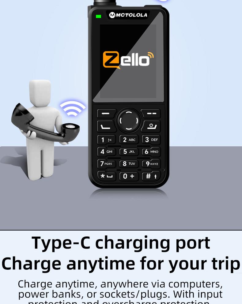 2G4G Zello Android system equipped with a 2.4-inch display screen supporting Wi Fi Bluetooth and call function. Portable handheld walkie talkie covering 8000 kilometers worldwide, suitable for fleet scheduling, outdoor camping and other multiple scenarios