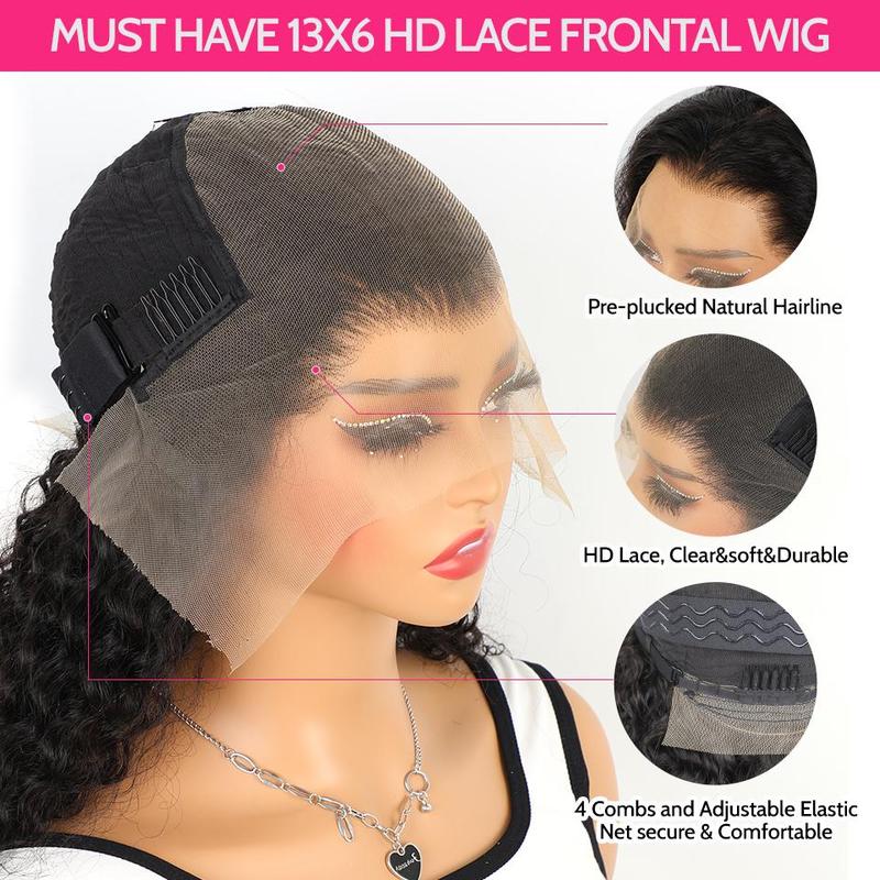 YAWAWE Hair Water Wave 13x6 HD Lace Frontal Wigs Brazilian Wigs 100% Human Hair For Women Deep Curly Wigs preplucked Precut Clearance Sale