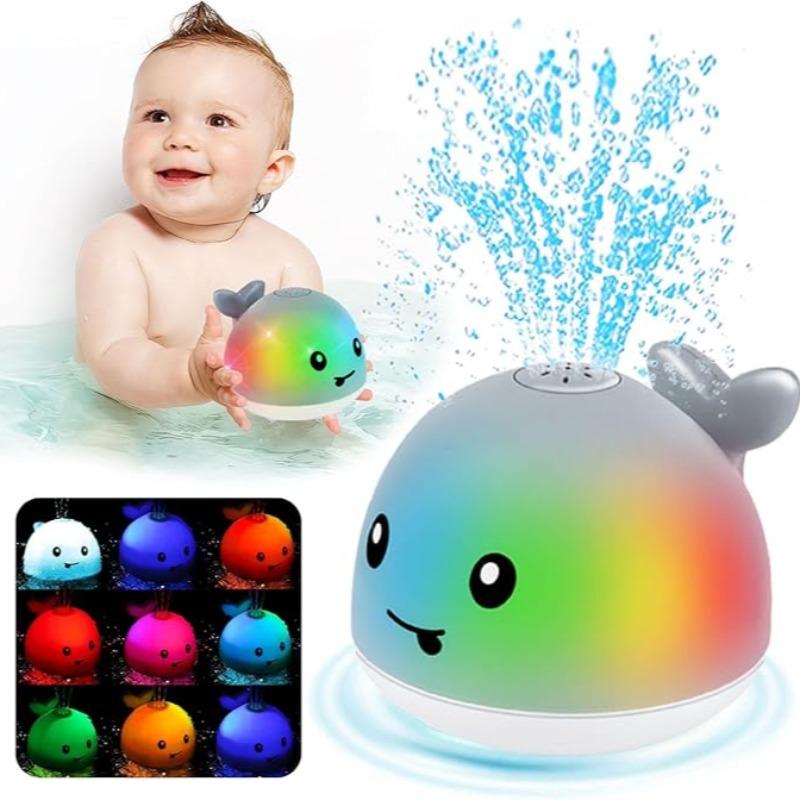Whale Bath Toy Water Sprayer Glowing Water Play Toy Automatic Color Changing Suitable for 1-3 Years Old Children, Makes Bath Time More Enjoyable dinosaur bath toy