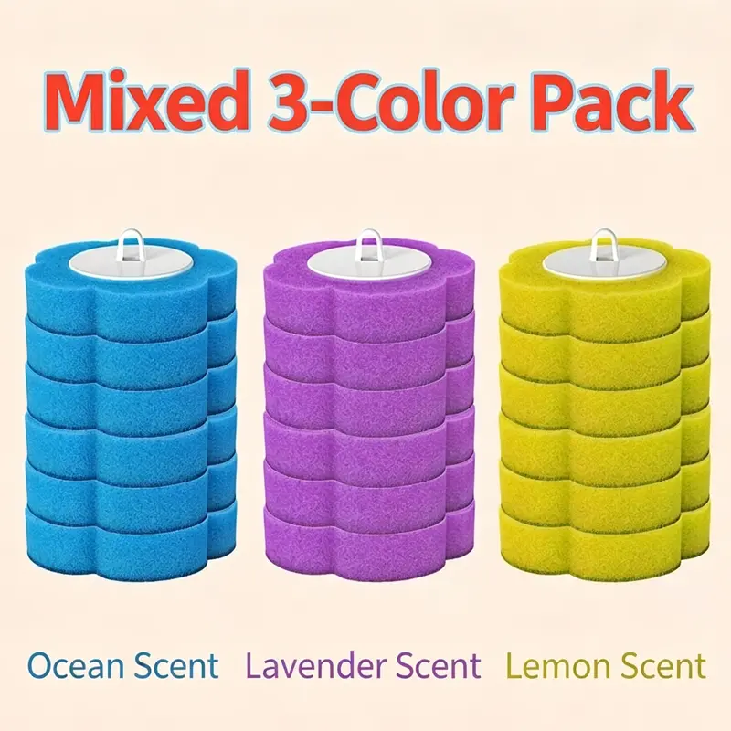 FamilyPackToiletBrushCleaningRefills18/48CountMixedColorDisposableToiletBrushReplacementHeadsEasyInstallationHygienicCompatibleWithMostHanging‑TypeBrushHandles