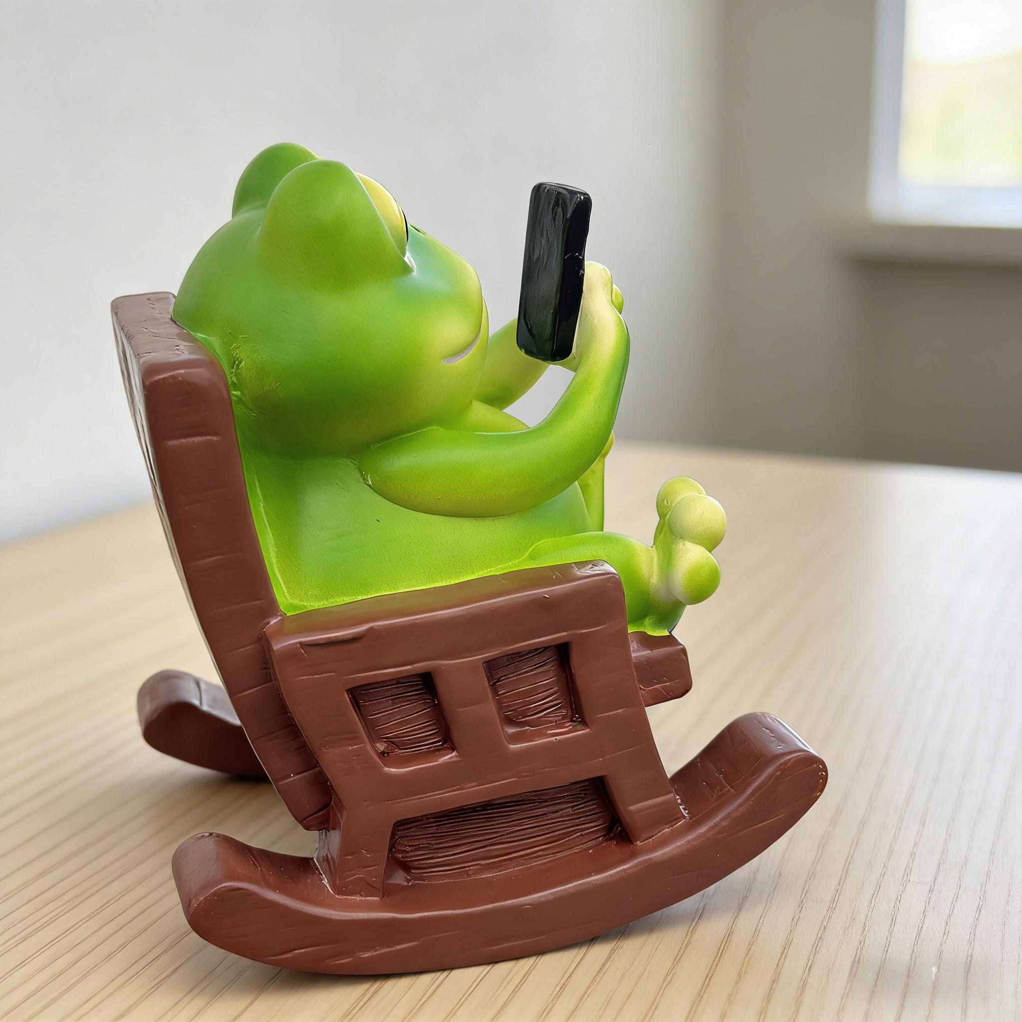 Cute Frog Chair Phone Holder, Desktop Healing Decor, Creative Resin Gift, Adorable and Fun Desk Accessory, Perfect for Home Office