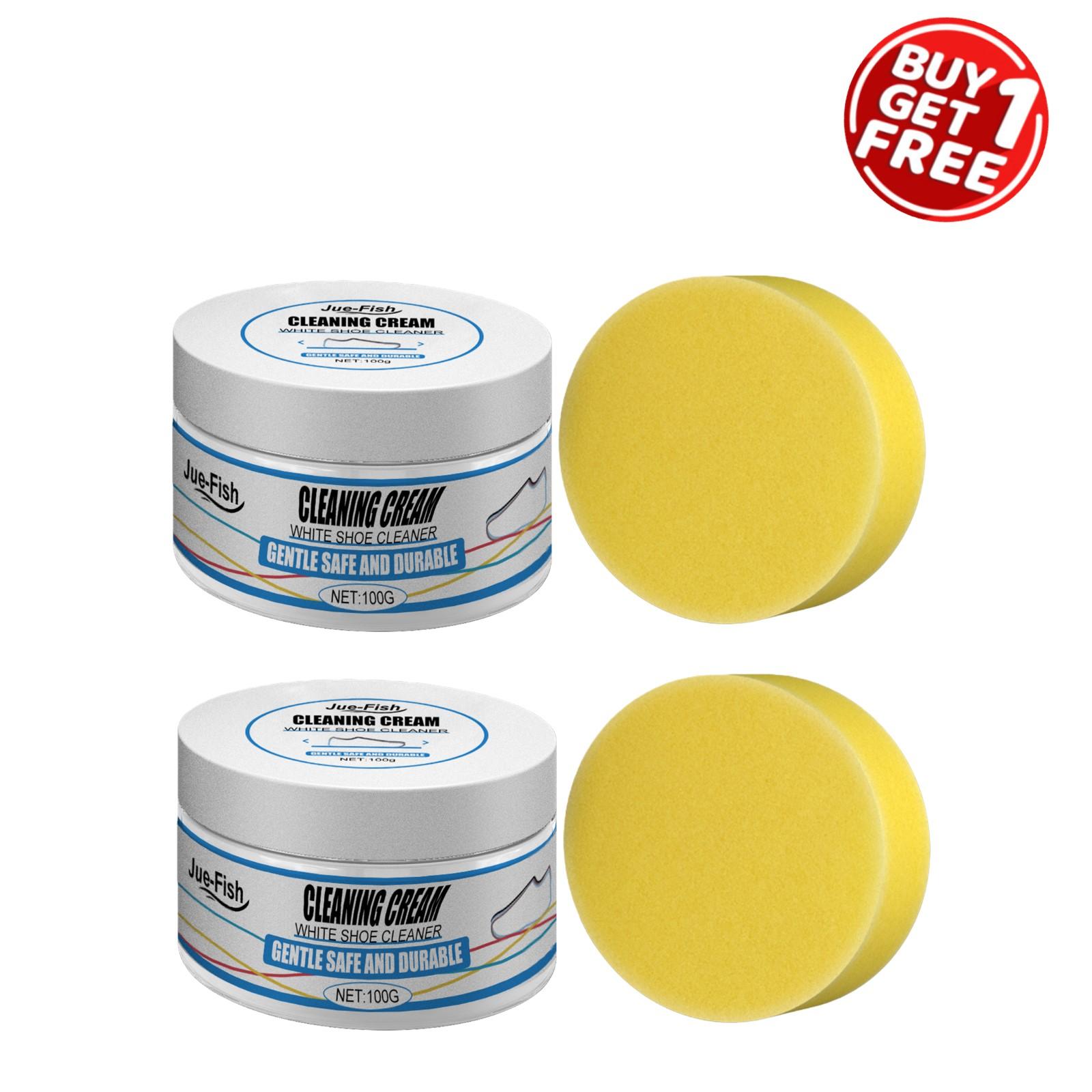 2-Piece Set (100g+ Yellow Sponge) *2 Buy One Get One Free White Shoe Cleaning Tips - Shoe Cleaner - A One-Wipe Whitening Magic Tool - No-Rinse Sports Canvas Shoe Cleaning and Stain Removal Cream