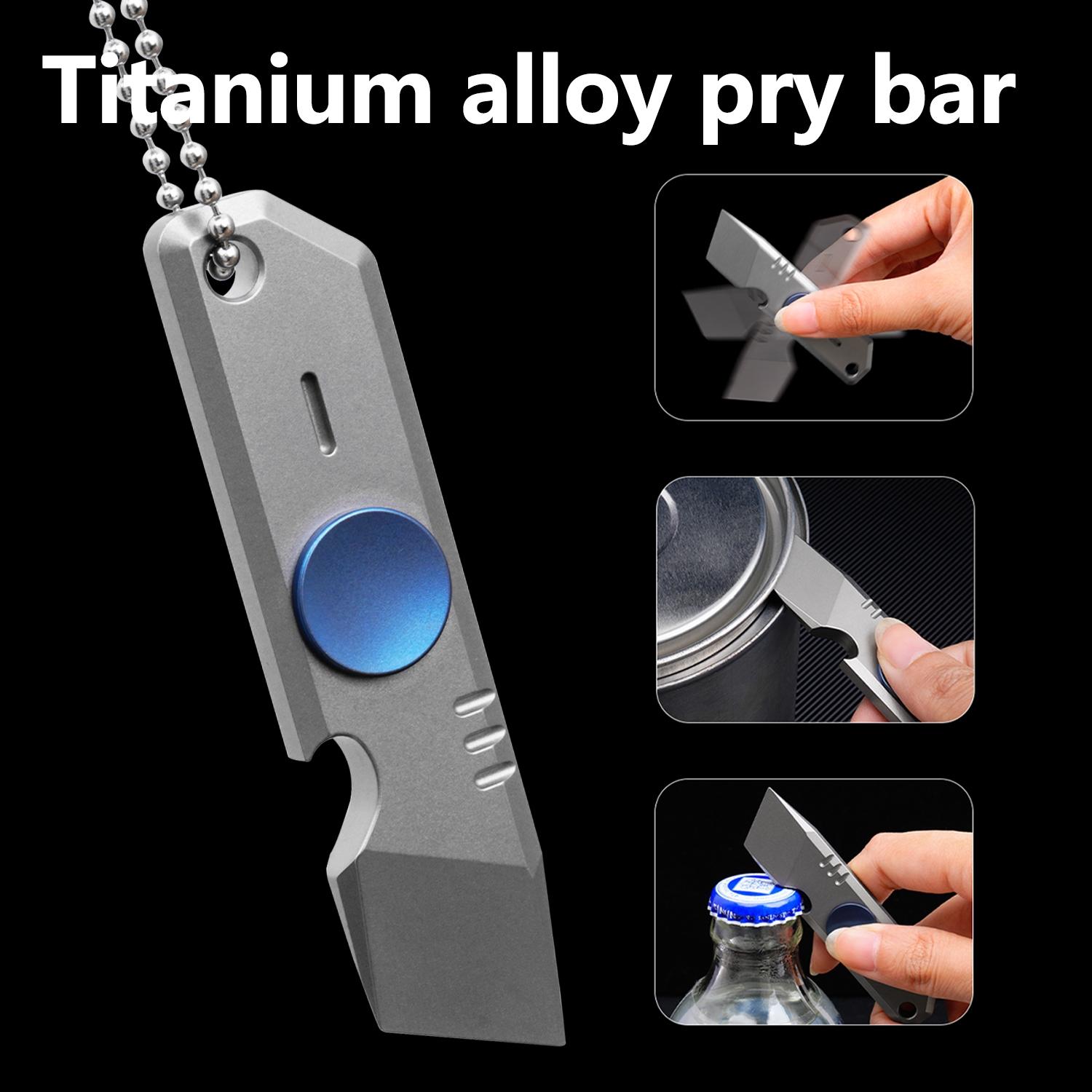 Edc Tool, 360 Degree Rotating Tc4 Titanium Pry Bar, Multi-Functional Edc Tools, Lightweight Tools, Bottle Opener, Pocket Clip, Camping Gear