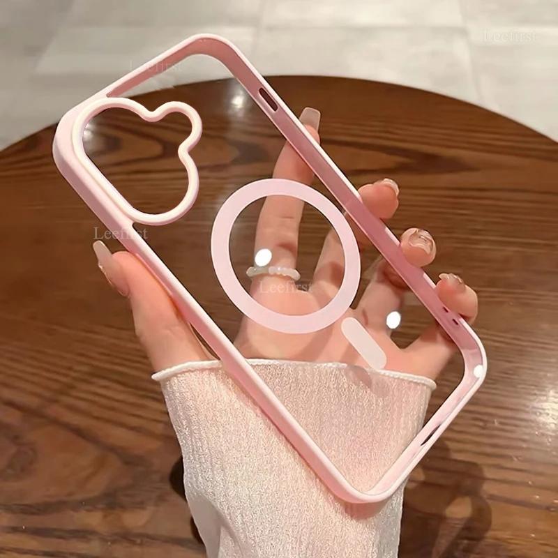 Shockproof Transparent Magnetic Case for iPhone 16/15/14/13/12/11 Pro Max and 16 Plus, MagSafe Wireless-Charging Acrylic Hard PC Cover