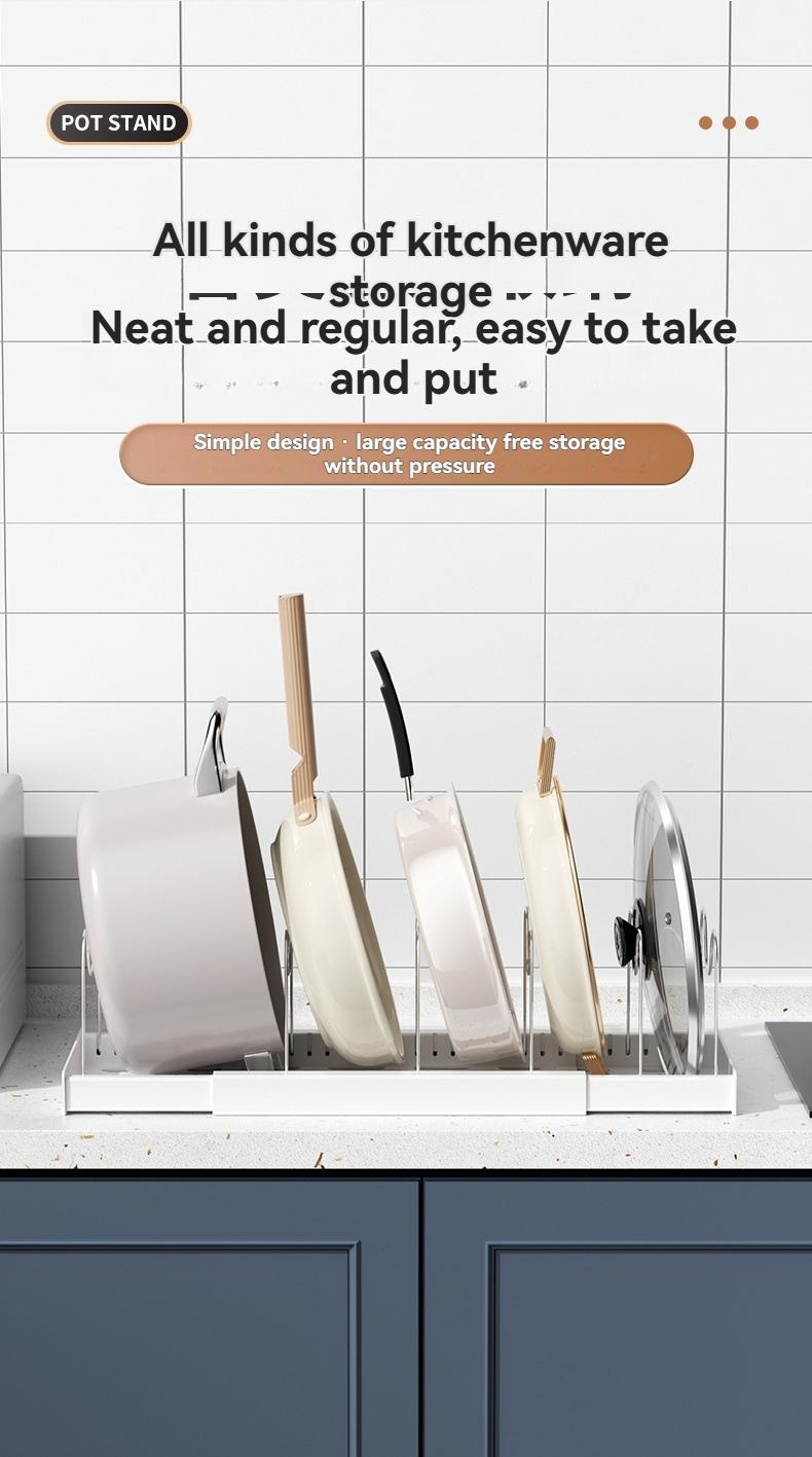 Kitchen Storage Rack Stainless Steel Pot Bowl Dish Organizer, Detachable Kitchen Shelf, Durable & Space-Saving Design