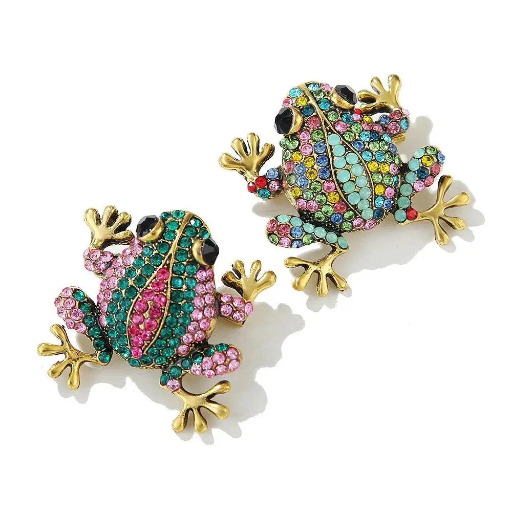 New Rhinestone Frog Brooches For Women Fashion Animal Brooch Pin Female Coat Dress Pins Party Jewelry Gift